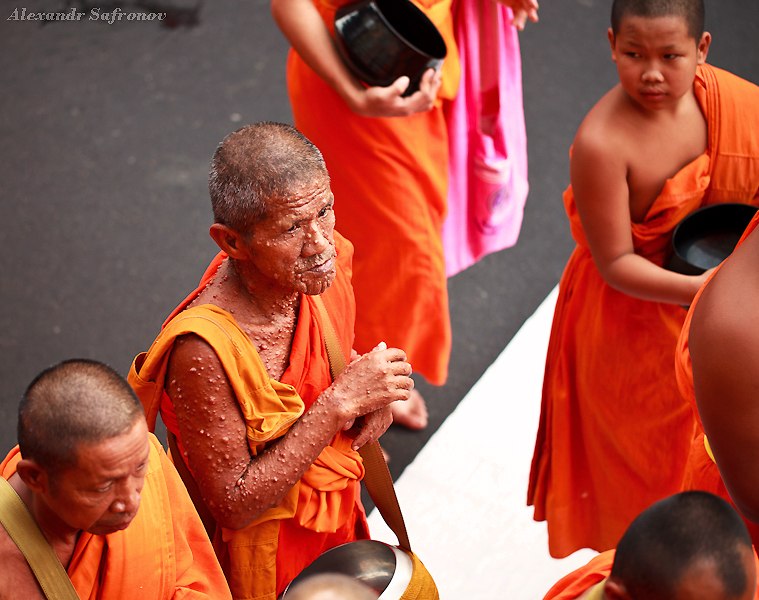 Массовое подаяние монахам в Бангкоке, фоторепортаж (30)