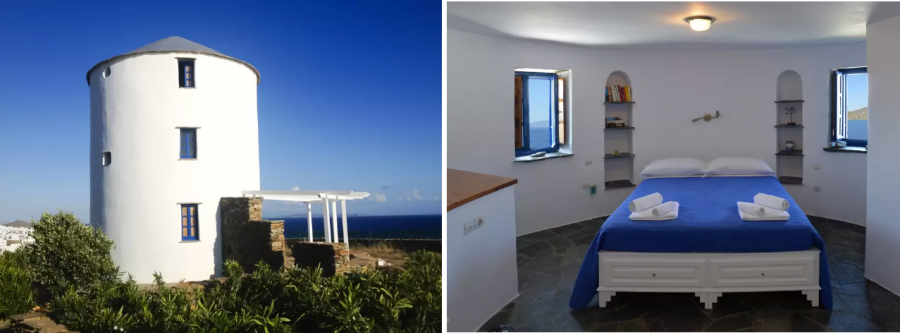 Windmill by the sea in Tinos снять комнату в мельнице Греция